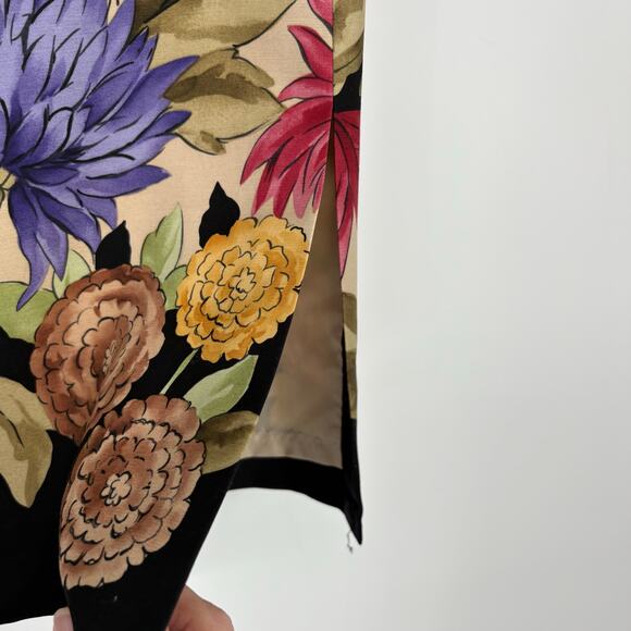 Vintage Talbots 90s Y2K Floral Silk & Wool Blend Pencil Skirt Size 10 Business - Picture 3 of 9